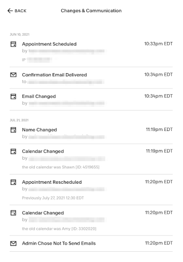 Changelog is a list of events