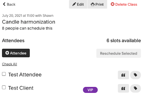 label is between client name and quotation mark button for adding notes
