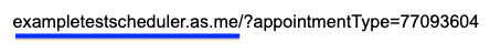 Base link example is exampletestscheduler.as.me/