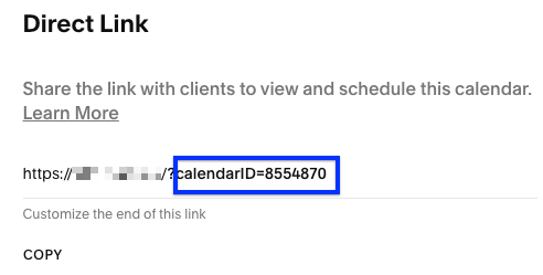 Un esempio di parametro del calendario è calendarID=8554870