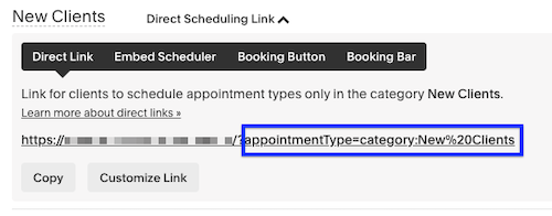 Un esempio di parametro di categoria è appointmentType=category:New