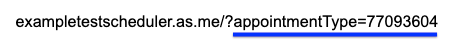 Exemple de paramètre de lien&nbsp;: AppointmentType=77093604